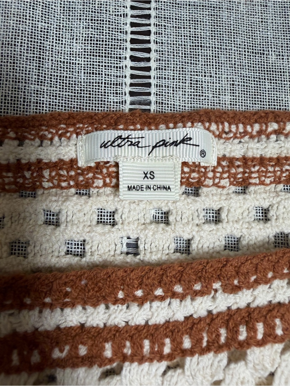 Ultra Pink Crochet Square Neck Tank Top in White and Brown - Picture 9 of 12